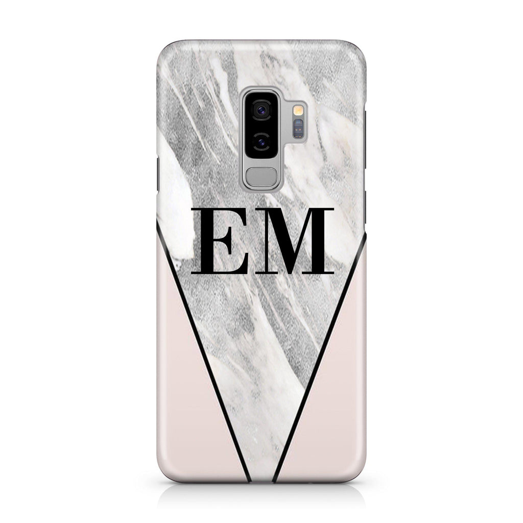 Personalised Pink x Castello Marble Contrast Samsung Galaxy S9 Plus Case