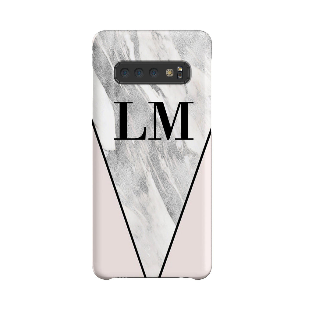 Personalised Pink x Castello Marble Contrast Samsung Galaxy S10 Plus Case