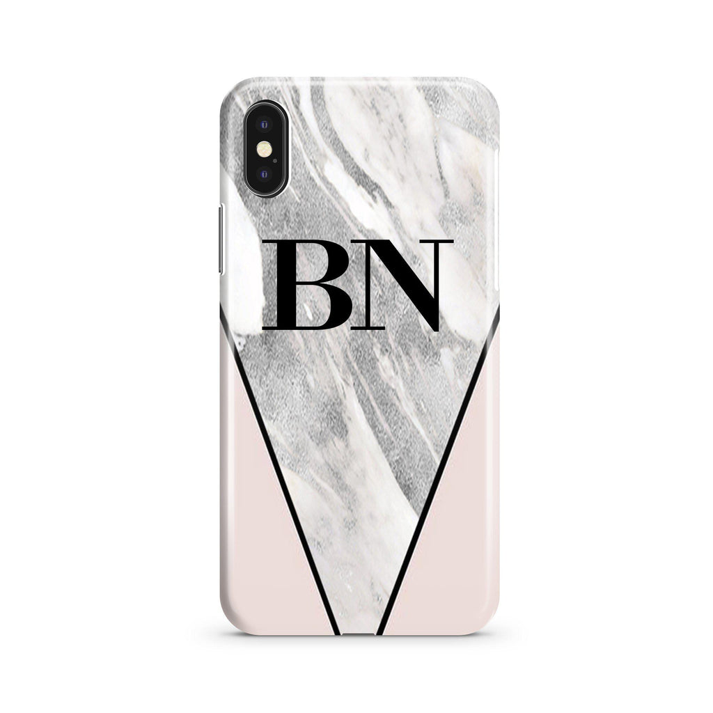 Personalised Pink x Castello Marble Contrast iPhone XS Case