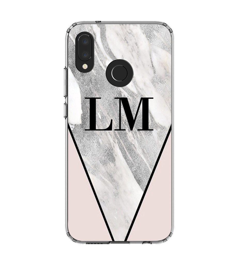 Personalised Pink x Castello Marble Contrast Huawei P20 Lite Case