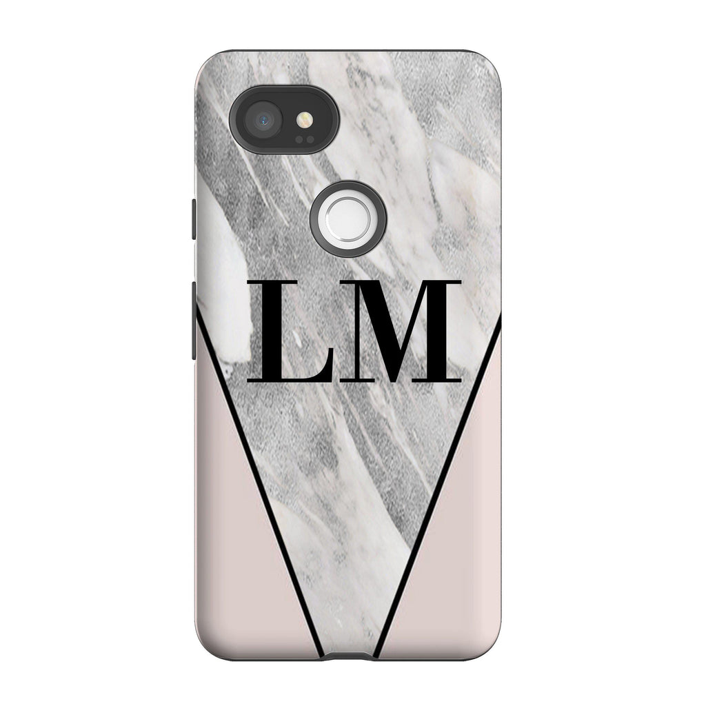 Personalised Pink x Castello Marble Initials Google Pixel 2 XL Case
