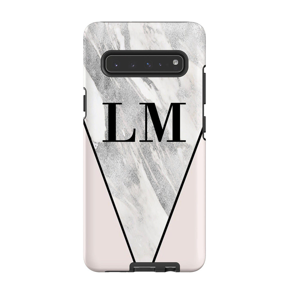 Personalised Pink x Castello Marble Contrast Samsung Galaxy S10 5G Case