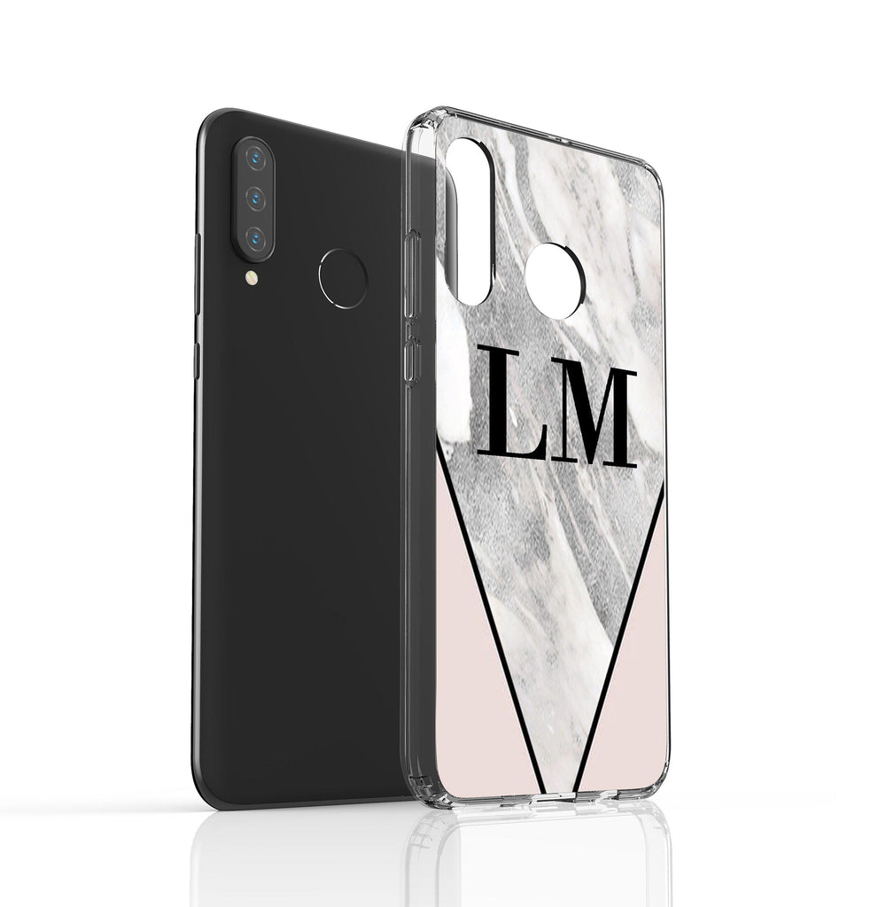 Personalised Pink x Castello Marble Contrast Huawei P30 Lite Case