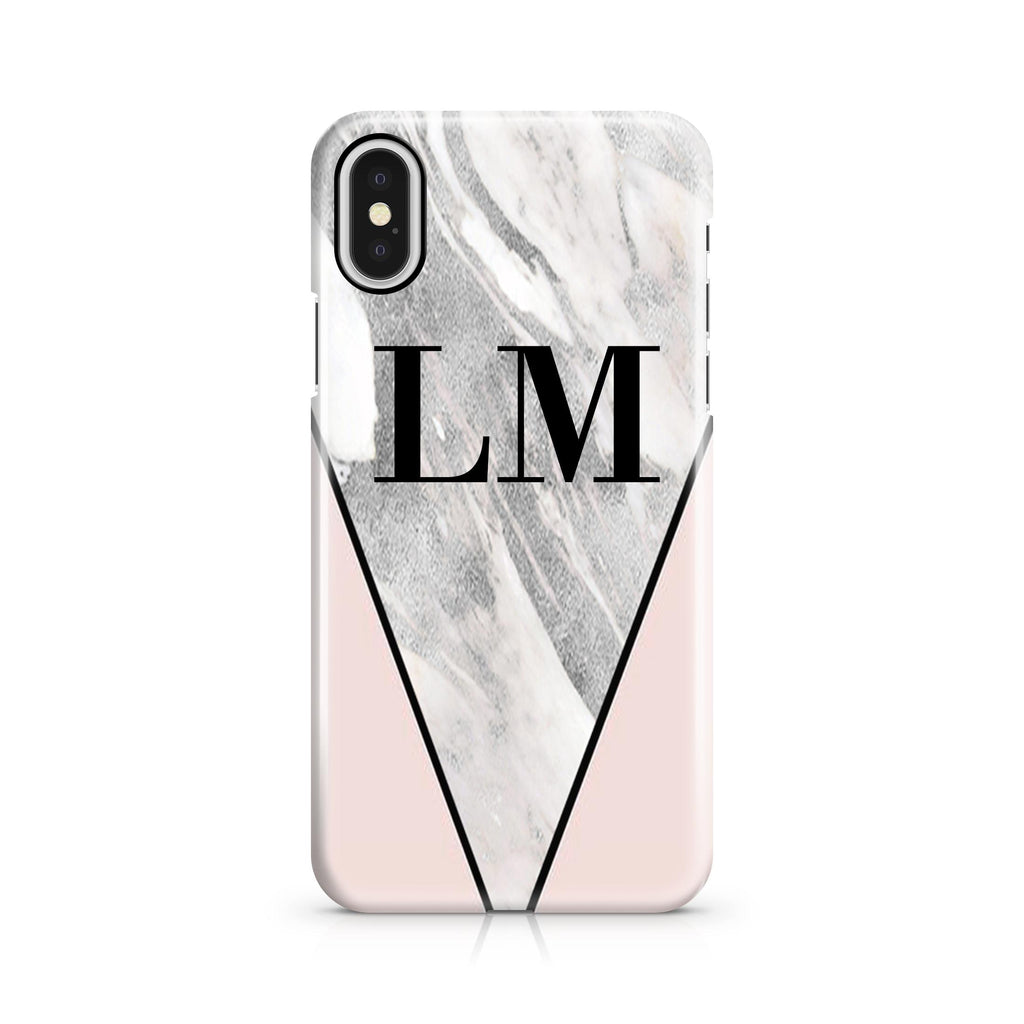 Personalised Pink x Castello Marble Contrast iPhone X Case