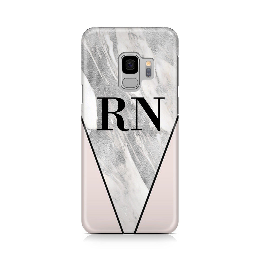 Personalised Pink x Castello Marble Contrast Samsung Galaxy S9 Case