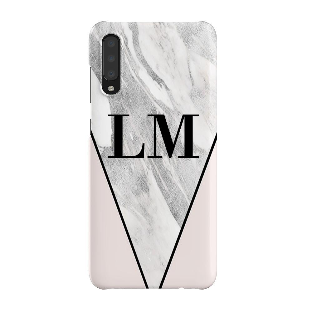 Personalised Pink x Castello Marble Contrast Samsung Galaxy A70 Case