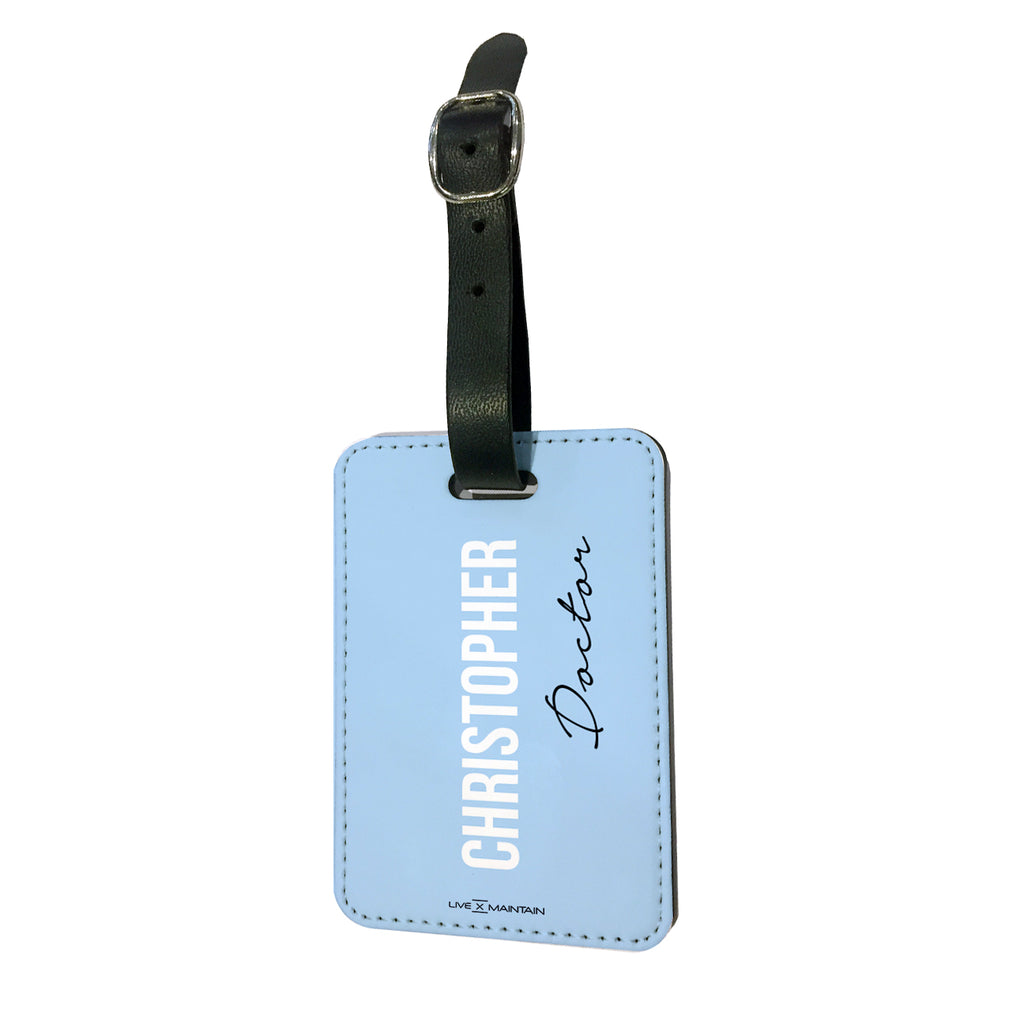 Custom Baby blue Luggage Tag for Christopher