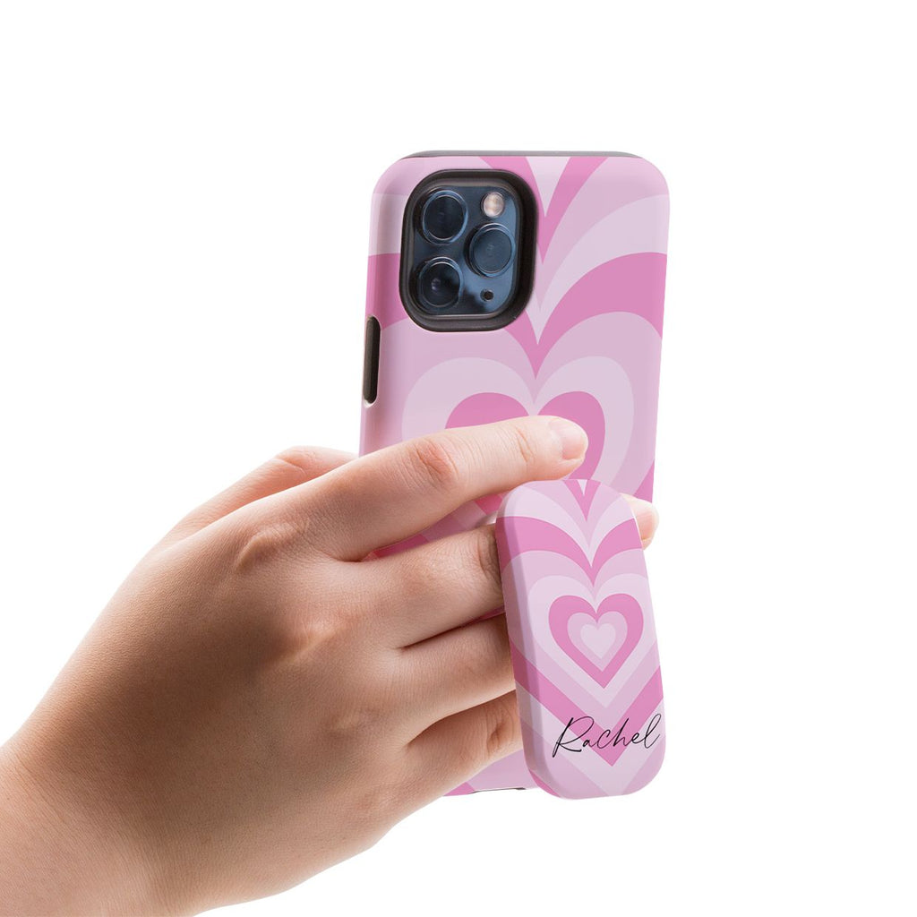 Personalised Pink Heart Latte Clickit Phone grip