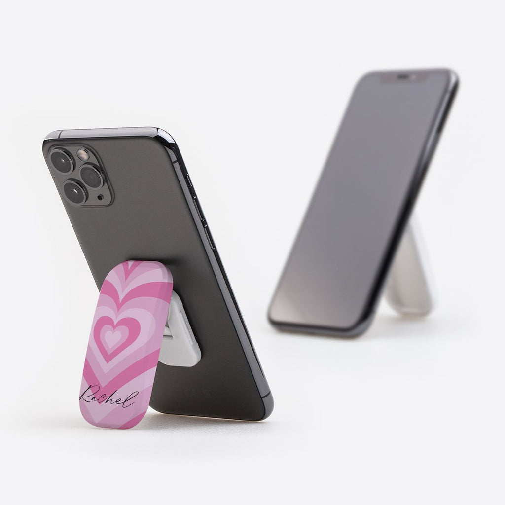 Personalised Pink Heart Latte Clickit Phone grip