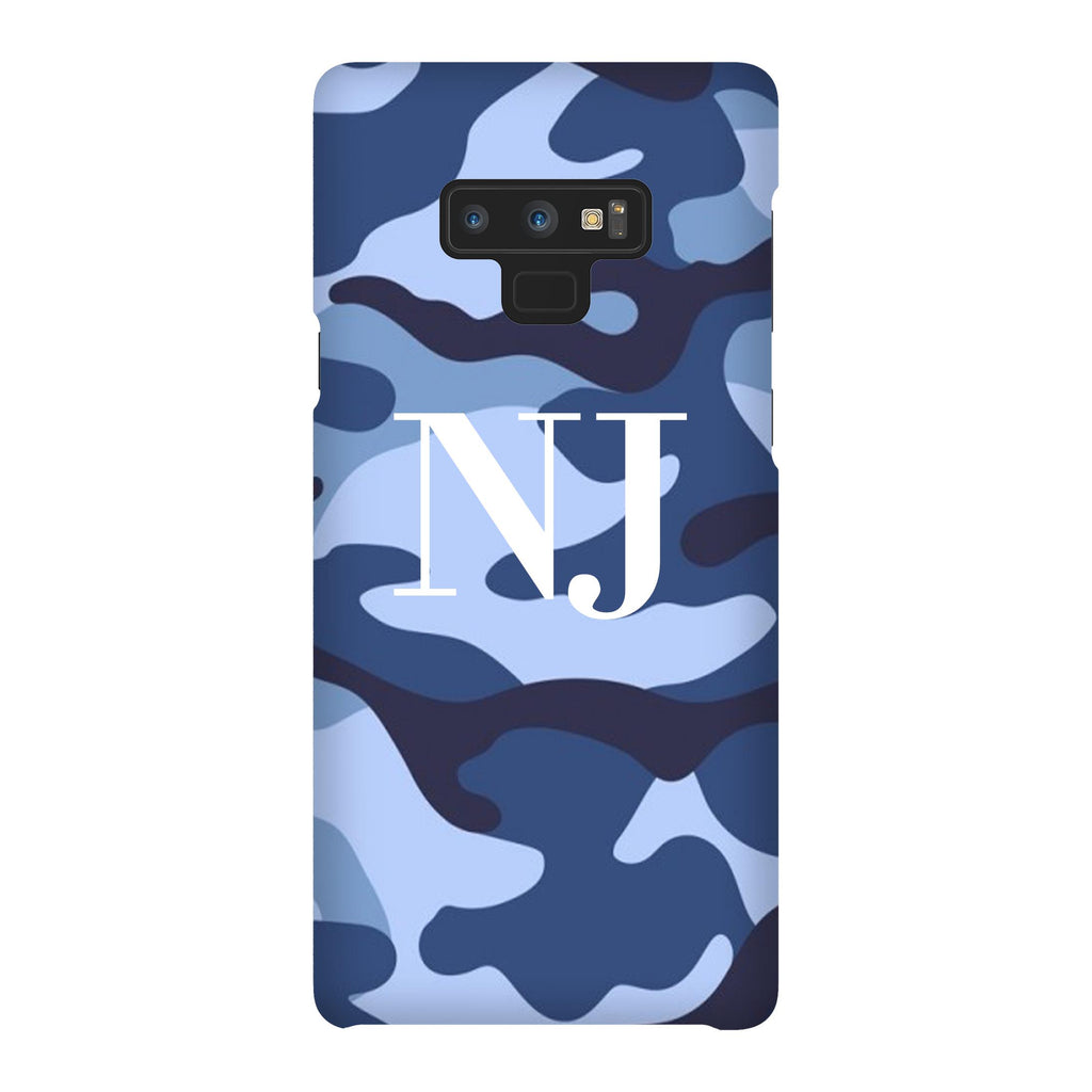 Personalised Cobalt Blue Camouflage Initials Samsung Galaxy Note 9 Case