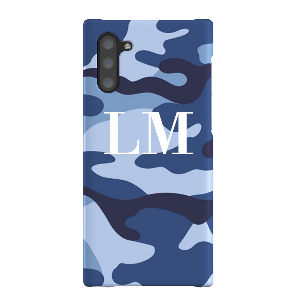 Personalised Cobalt Blue Camouflage Initials Samsung Galaxy Note 10 Case