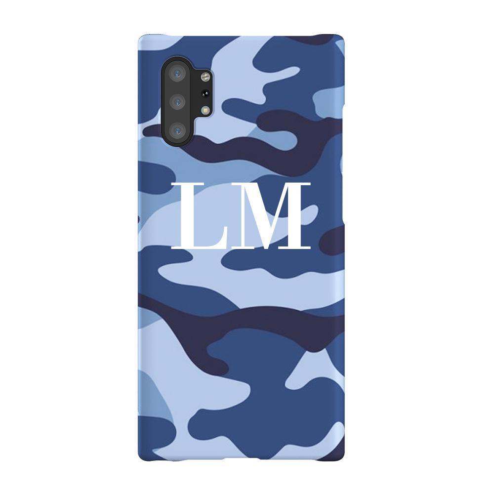 Personalised Cobalt Blue Camouflage Initials Samsung Galaxy Note 10+ Case