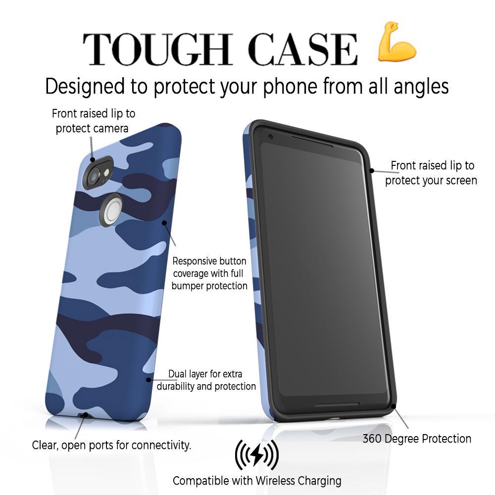 Personalised Cobalt Blue Camouflage Initials Google Pixel 2 XL Case