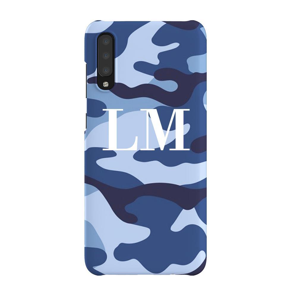 Personalised Cobalt Blue Camouflage Initials Samsung Galaxy A70 Case