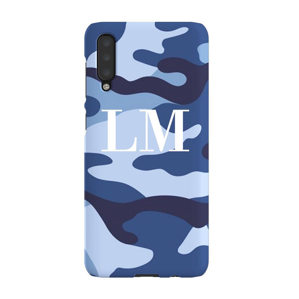 Personalised Cobalt Blue Camouflage Initials Samsung Galaxy A50 Case
