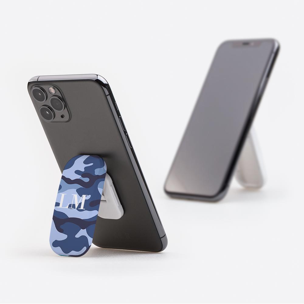 Personalised Cobalt Blue Camouflage Initials Clickit Phone grip