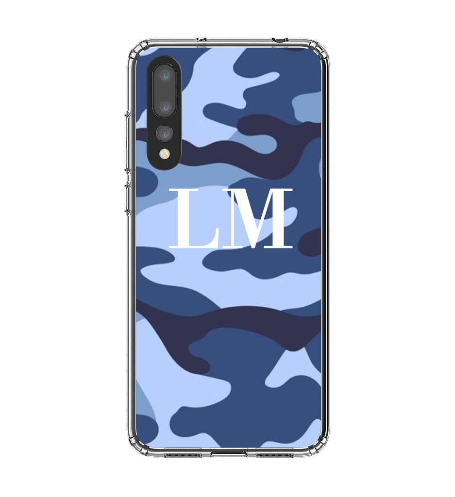 Personalised Cobalt Blue Camouflage Initials Huawei P20 Pro Case