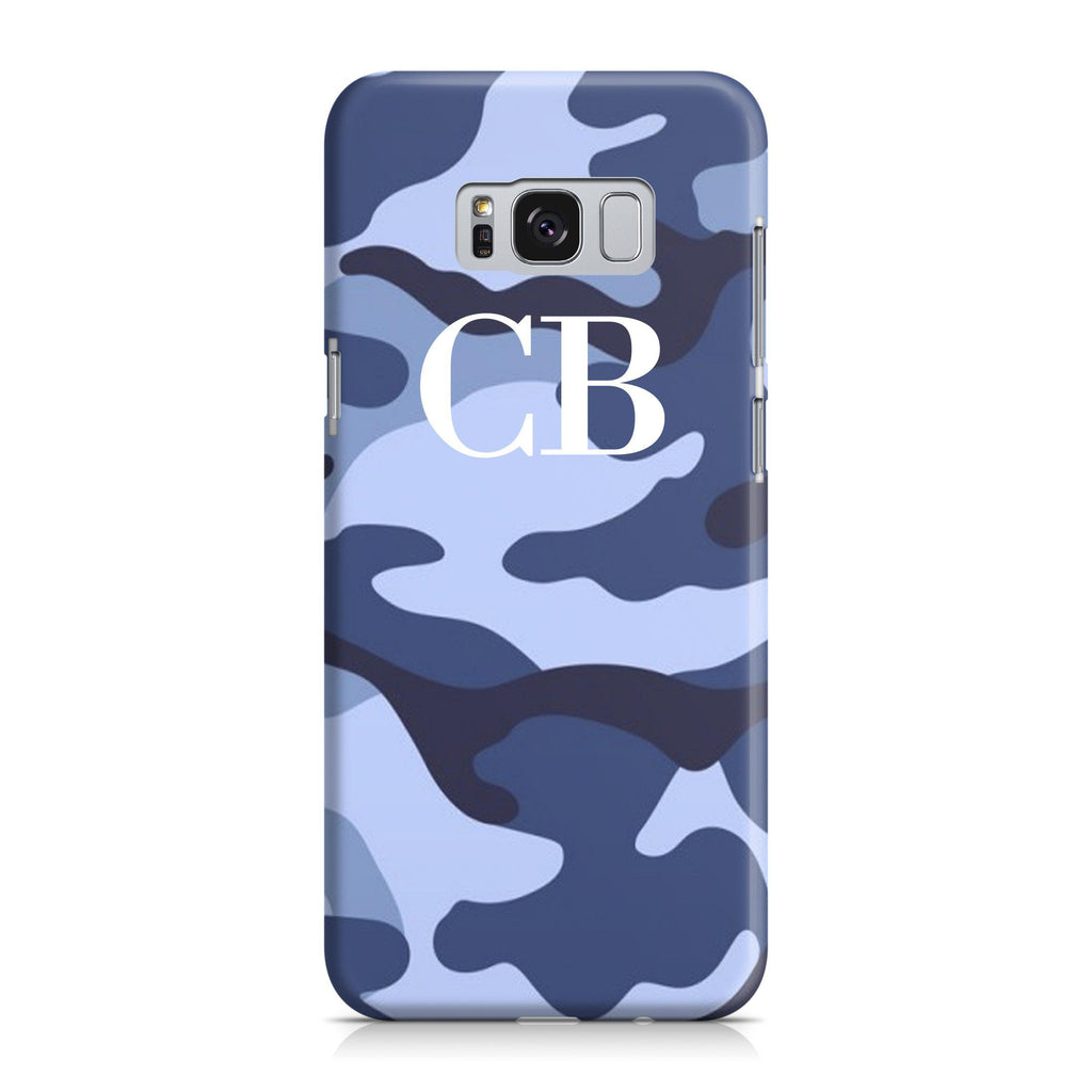 Personalised Cobalt Blue Camouflage Initials Samsung Galaxy S8 Plus Case