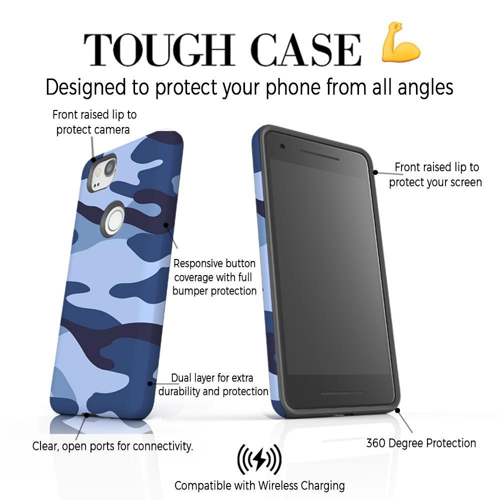 Personalised Cobalt Blue Camouflage Google Pixel 2 Case