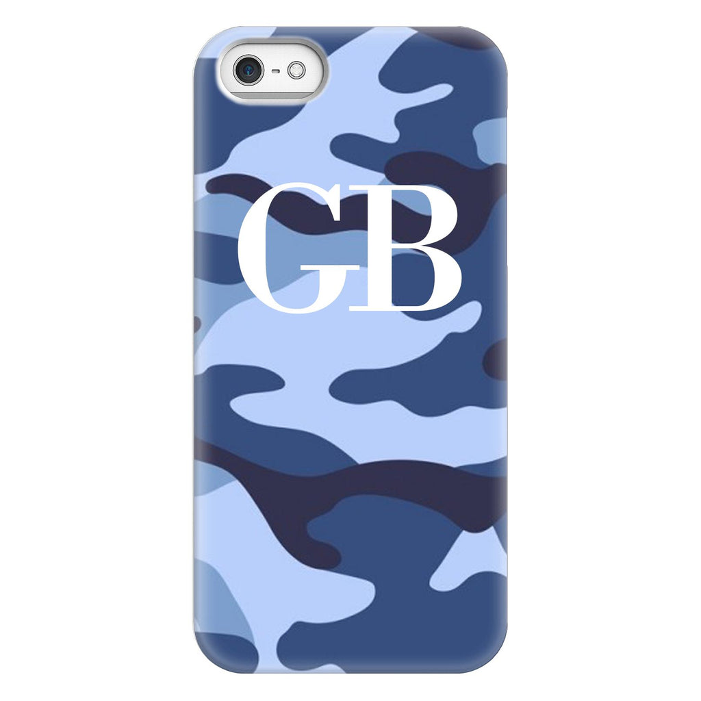 Personalised Cobalt Blue Camouflage initials iPhone 5/5s/SE (2016) Case