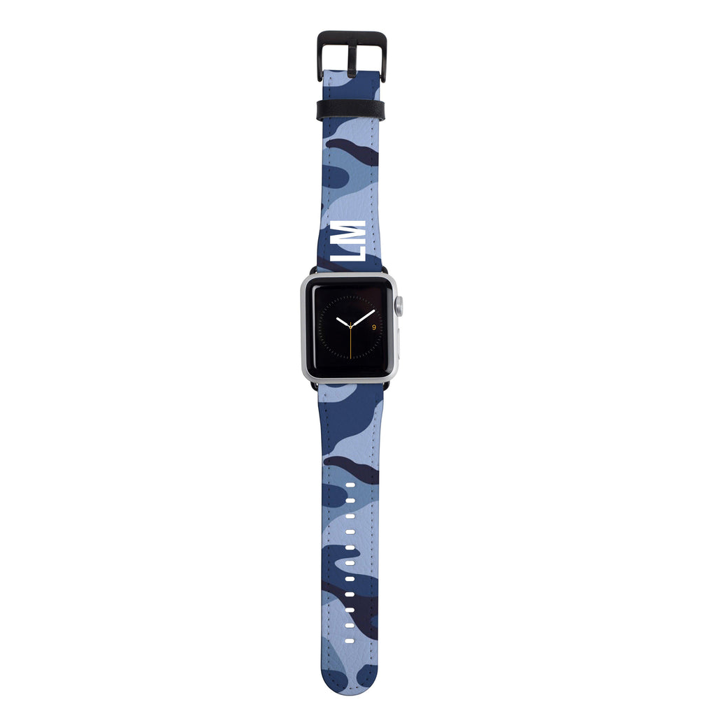 Personalised Cobalt Blue Camouflage Apple Watch Strap