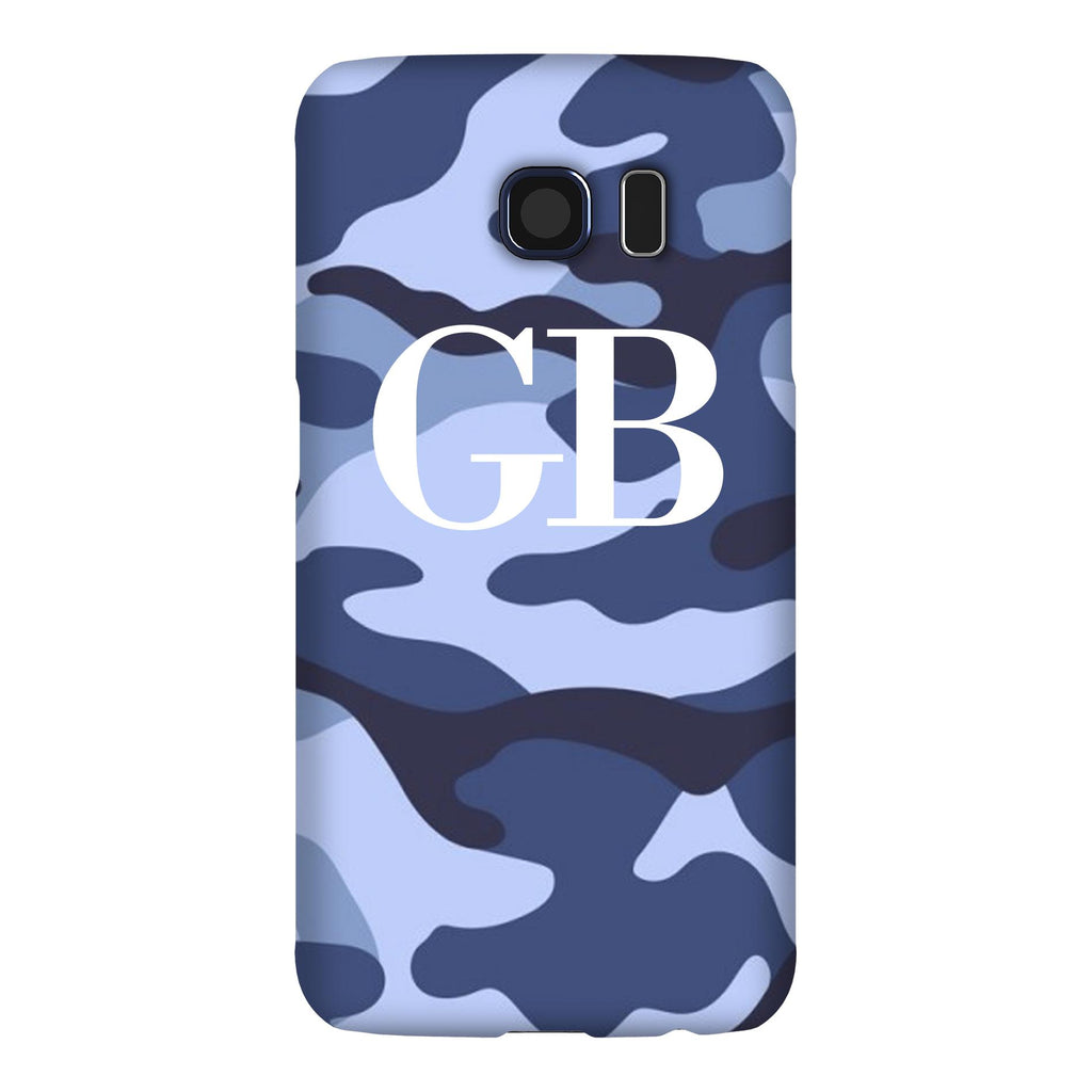 Personalised Cobalt Blue Camouflage Initials Samsung Galaxy S6 Edge Case