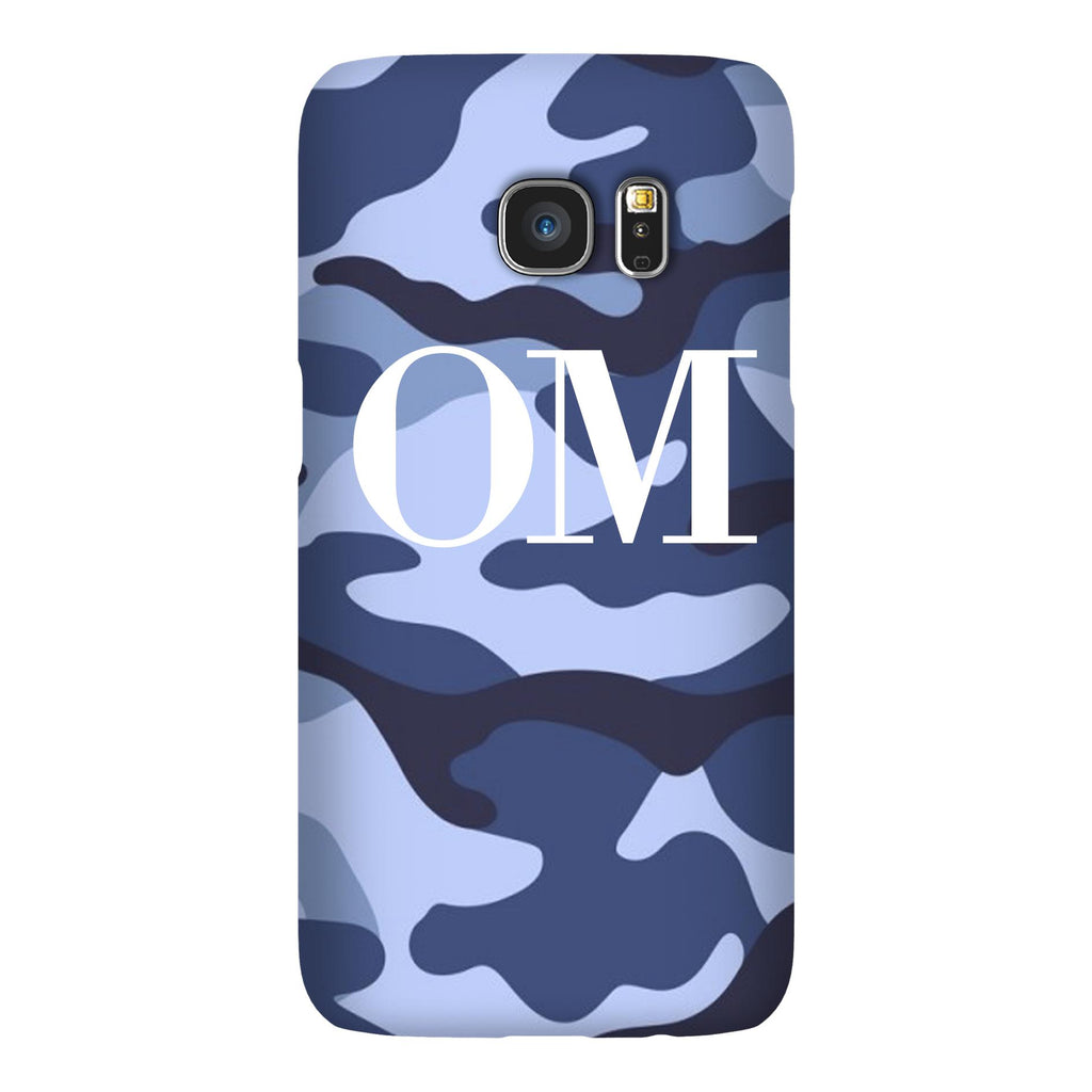 Personalised Cobalt Blue Camouflage Initials Samsung Galaxy S7 Edge Case