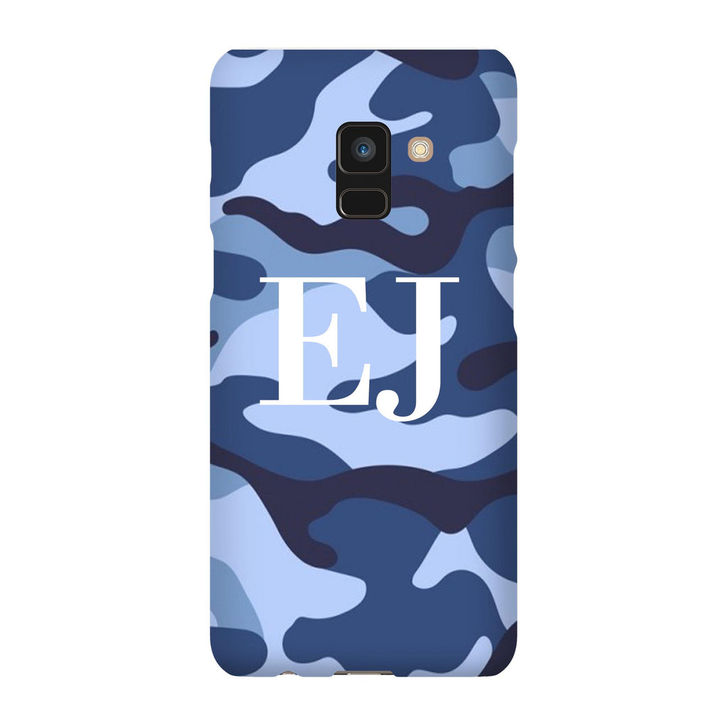 Personalised Cobalt Blue Camouflage Initials Samsung Galaxy A8 Case