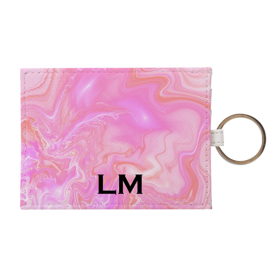 Personalised Cosmic Pink Name Leather Card Holder