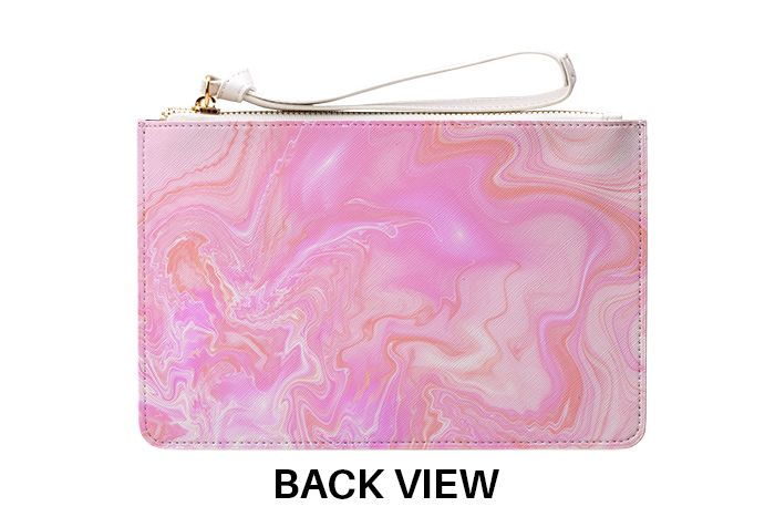 Personalised Cosmic Pink Name Leather Clutch Bag