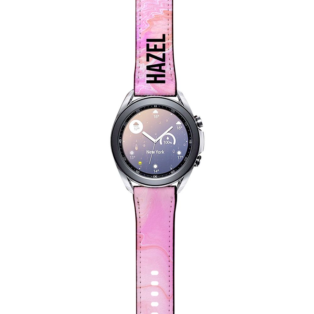 Personalised Cosmic Pink Name Samsung Galaxy Watch3 Strap