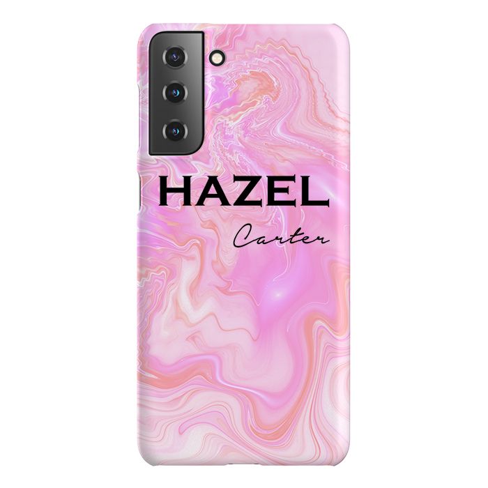Personalised Cosmic Pink Name Samsung Galaxy S21 Case