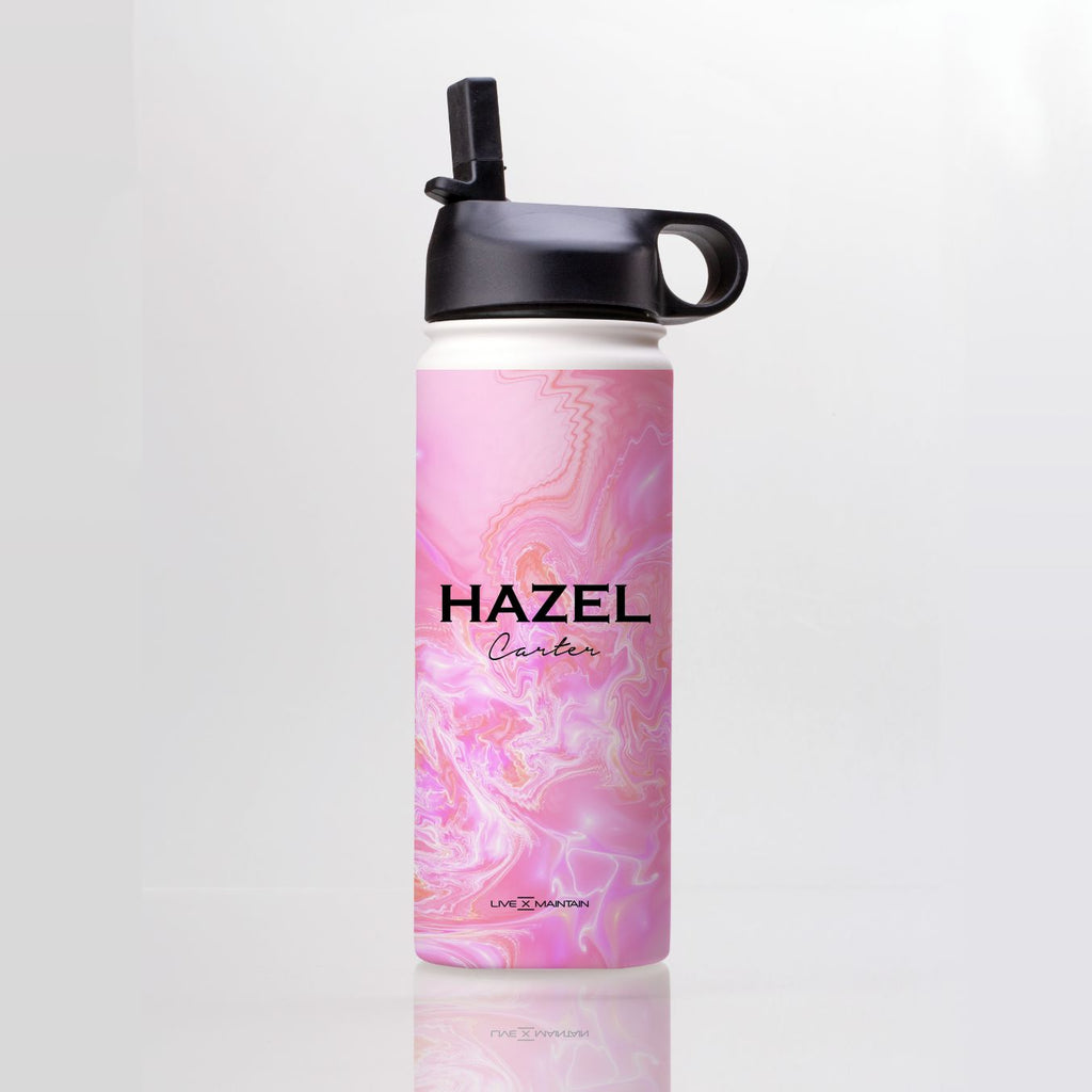 Personalised Cosmic Pink Name Stainless Steel Water Bottle