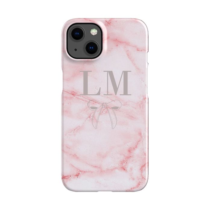 Personalised Cotton Candy Bow Marble iPhone 15 Case