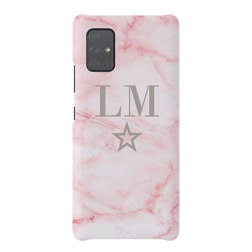 Personalised Cotton Candy Star Marble Initials Samsung Galaxy A71 Case