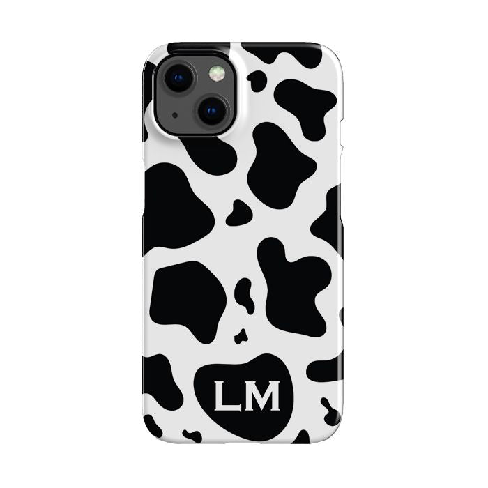 Personalised Cow Print Initials iPhone 13 Mini Case