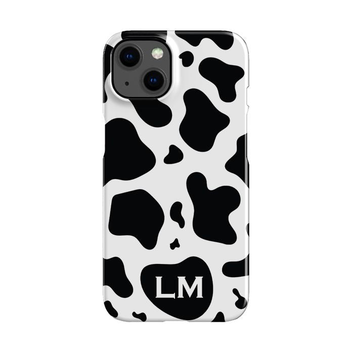 Personalised Cow Print Initials iPhone 14 Plus Case