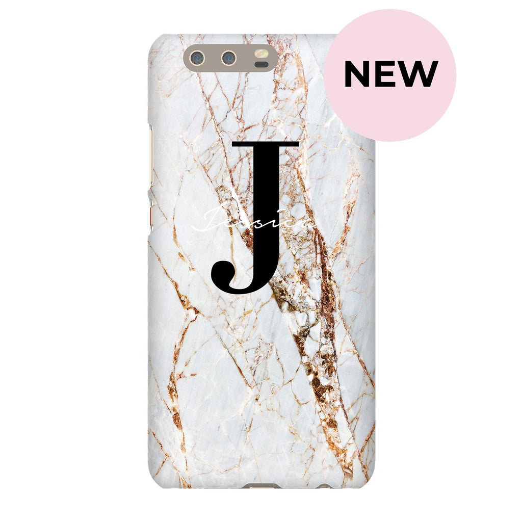 Personalised Cracked Marble Name Initials Huawei P10 Plus Case