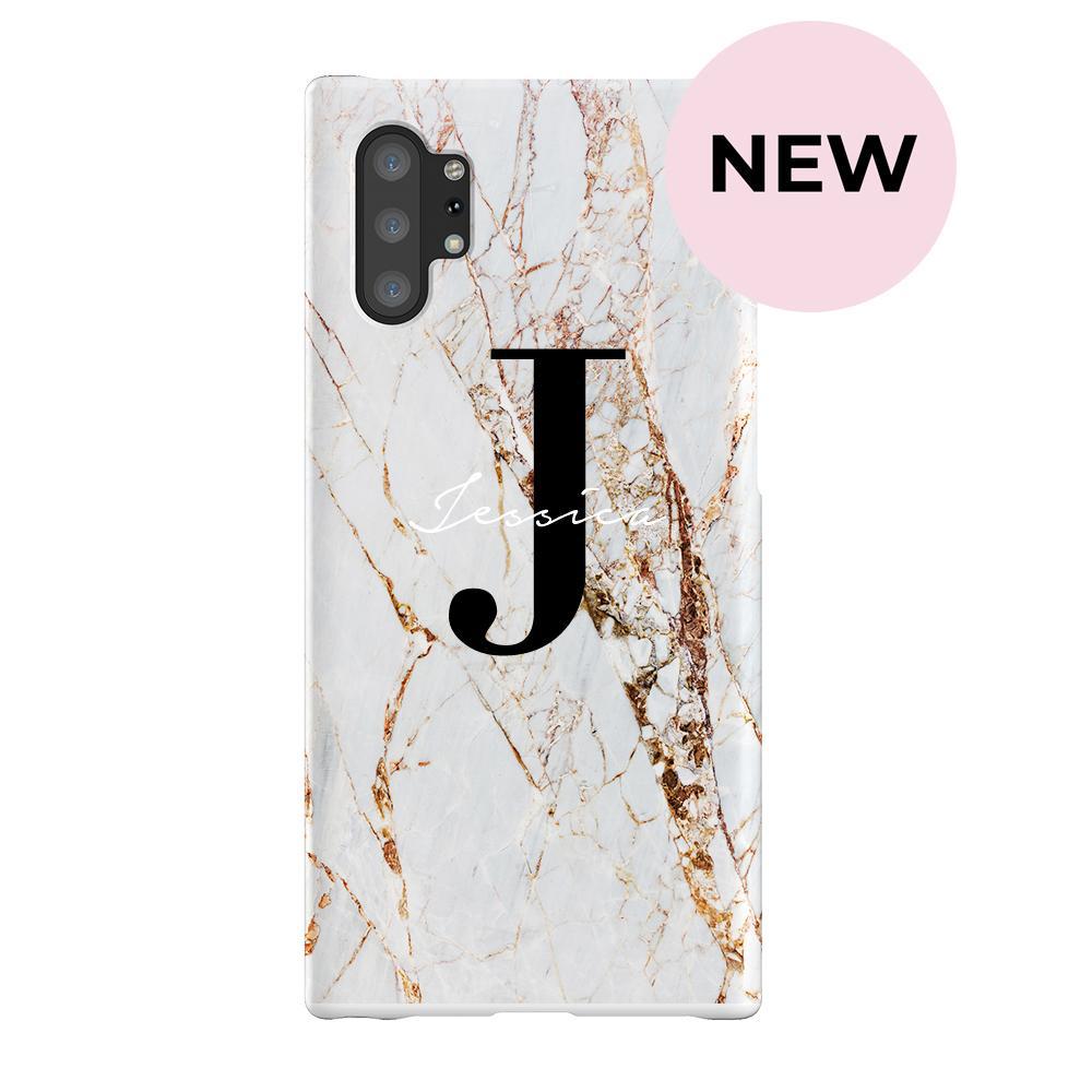 Personalised Cracked Marble Name Initials Samsung Galaxy Note 10+ Case