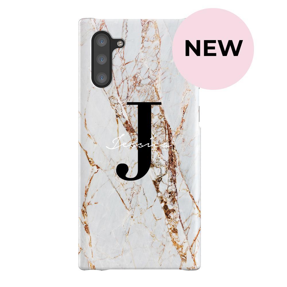 Personalised Cracked Marble Name Initials Samsung Galaxy Note 10 Case