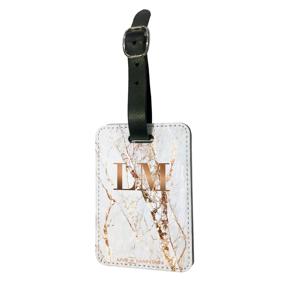 Personalised Cracked Marble Bronze Initials Luggage Tag