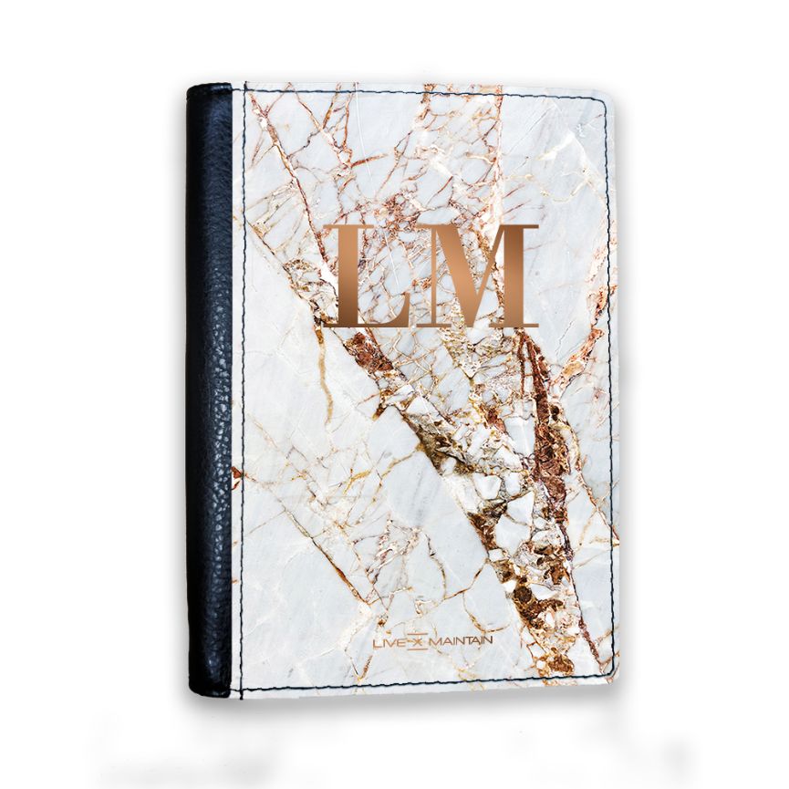 Personalised Cracked Marble Bronze Initial Passport Cover