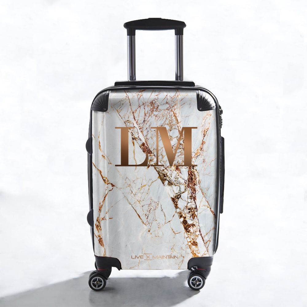 Personalised Cracked Marble Bronze Initials Suitcase