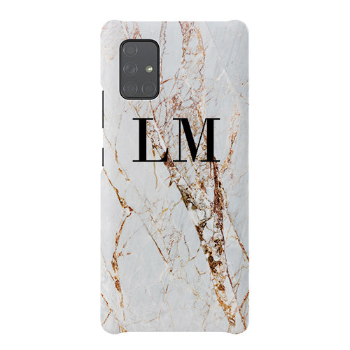 Personalised Cracked Marble Initials Samsung Galaxy A51 Case