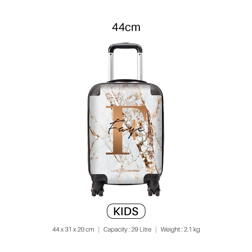 Personalised Cracked Marble Bronze Initial Suitcase