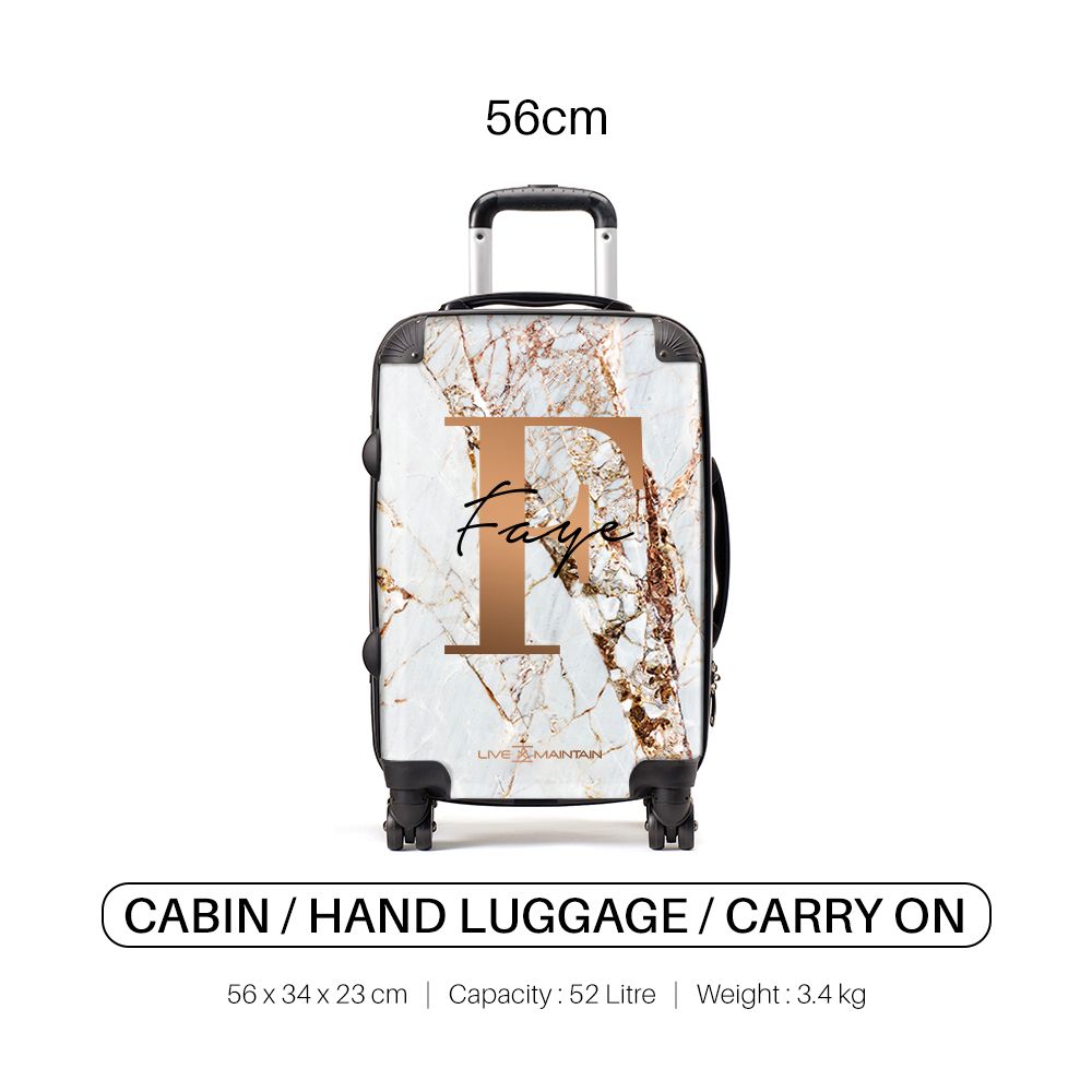 Personalised Cracked Marble Bronze Initial Suitcase