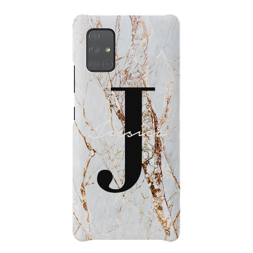 Personalised Cracked Marble Name Initials Samsung Galaxy A51 Case