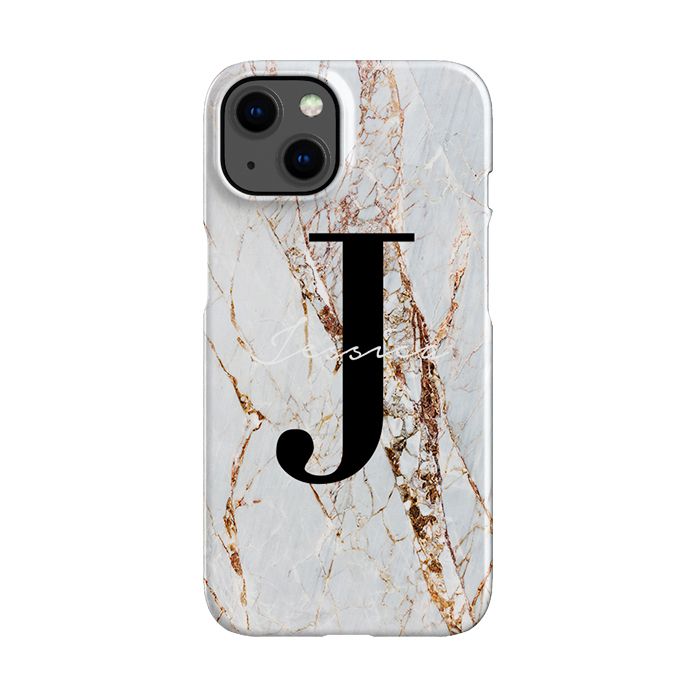 Personalised Cracked Marble Name Initials iPhone 14 Case