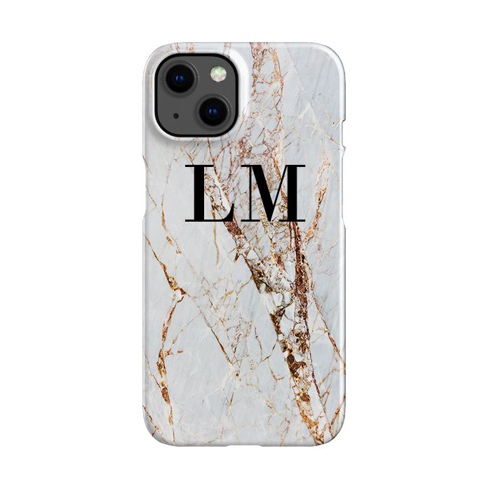 Personalised Cracked Marble Initials iPhone 14 Plus Case