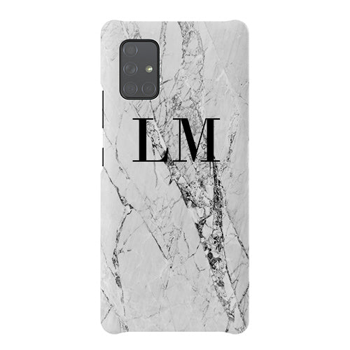 Personalised Cracked White Marble Initials Samsung Galaxy A51 Case